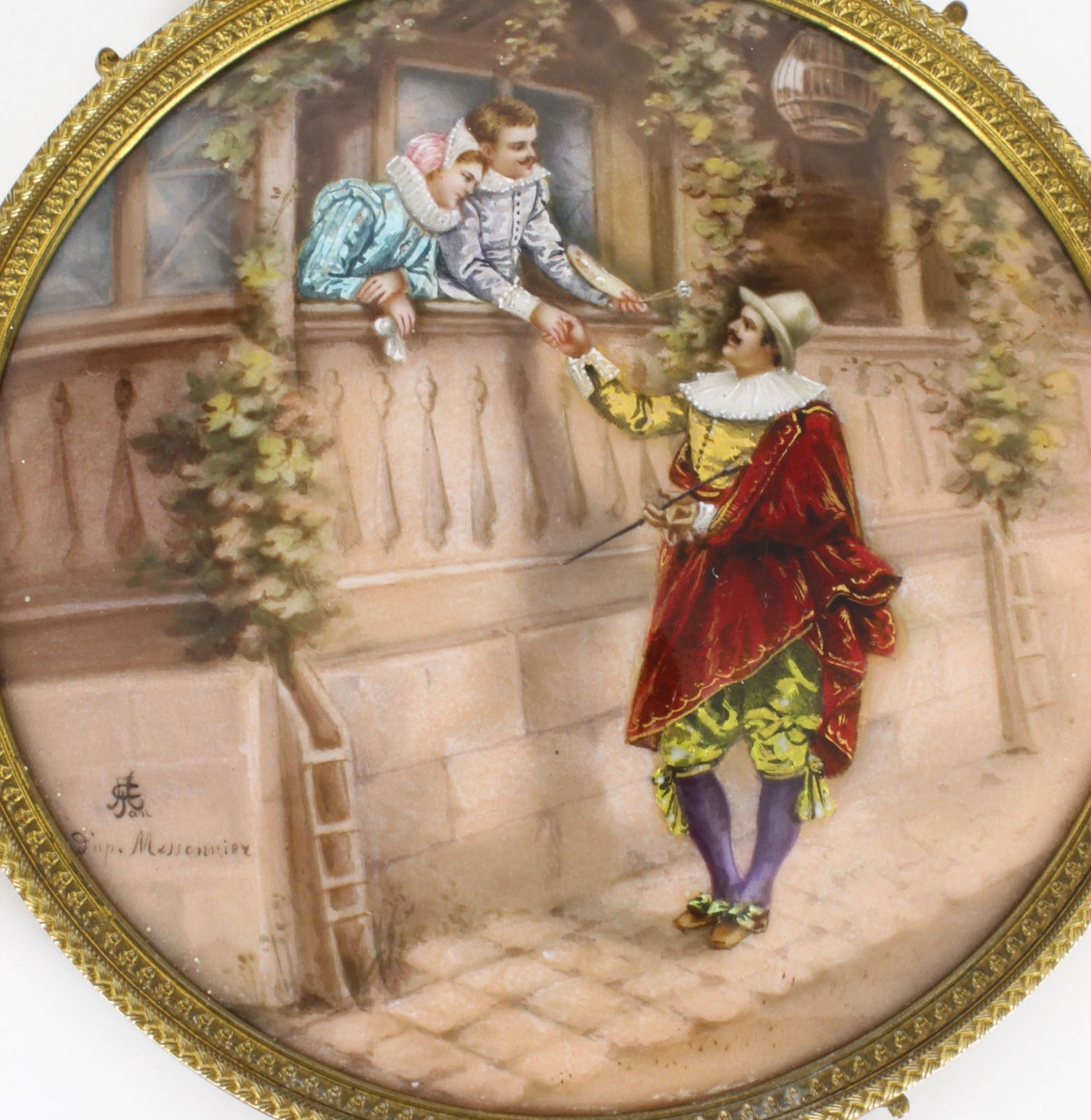 Antique French Limoges Ormolu Hand Mirror, Signed Joseph Meissonnier  19th C photo for sale