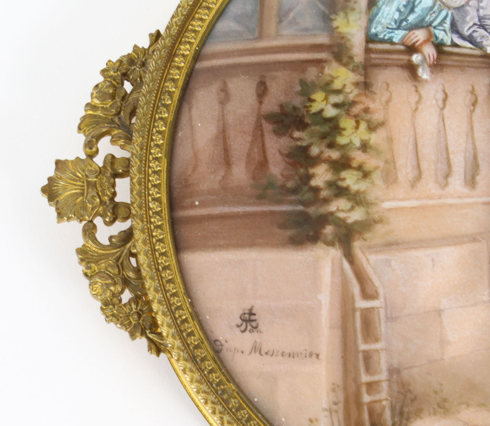 photo furniture Antique French Limoges Ormolu Hand Mirror, Signed Joseph Meissonnier  19th C