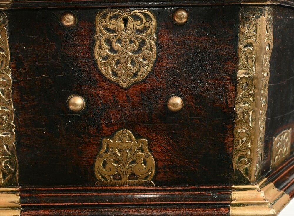 Indian Dowry Chest Cabinet Hindhu Antiques Brass photo vintage