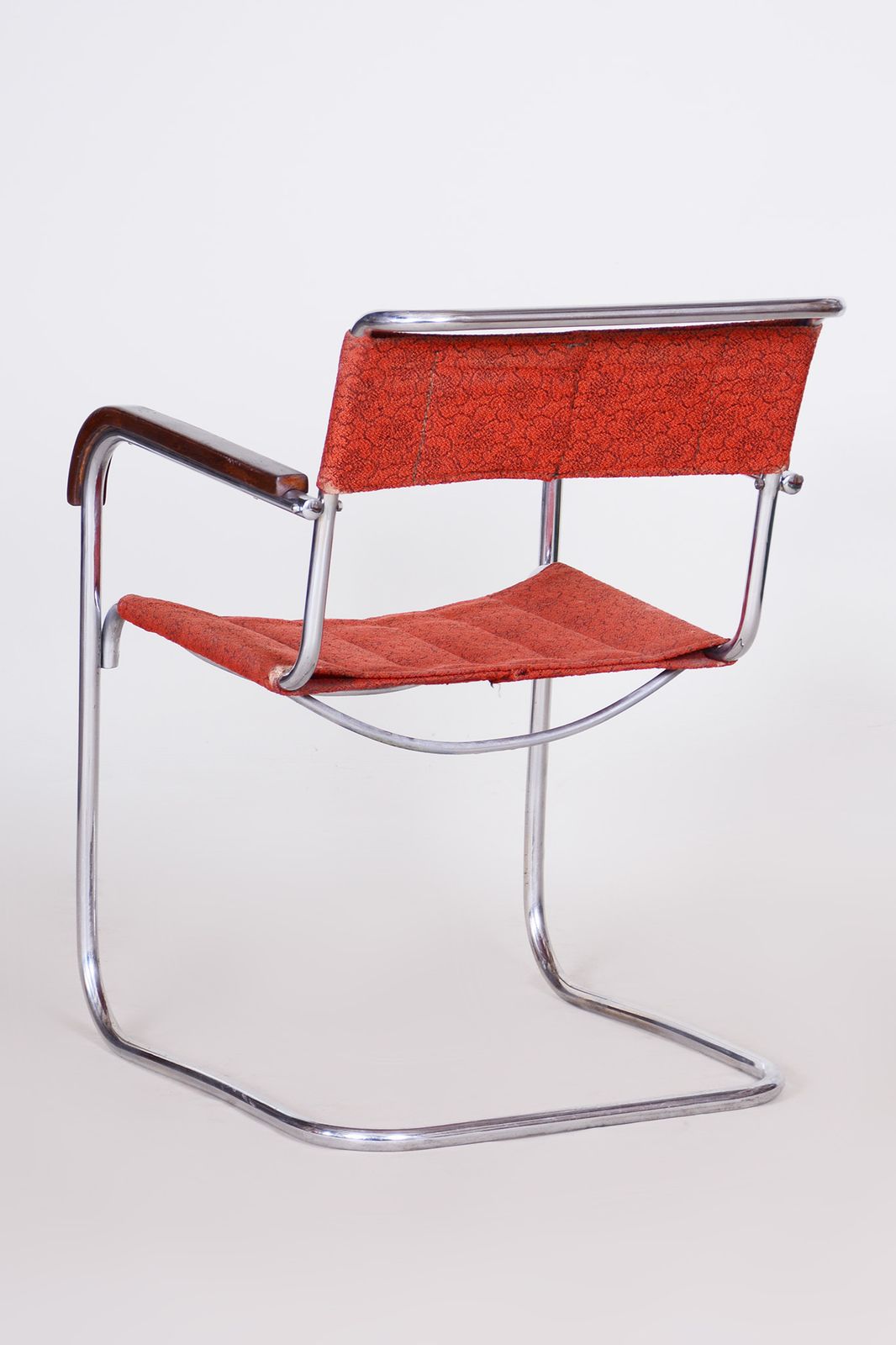 Red Bauhaus Armchair By Marcel Breuer, Made By Mücke   Melder, Beech, Chrome, Very Well Preserved Original Condition, Czechia, 1930s photo buy