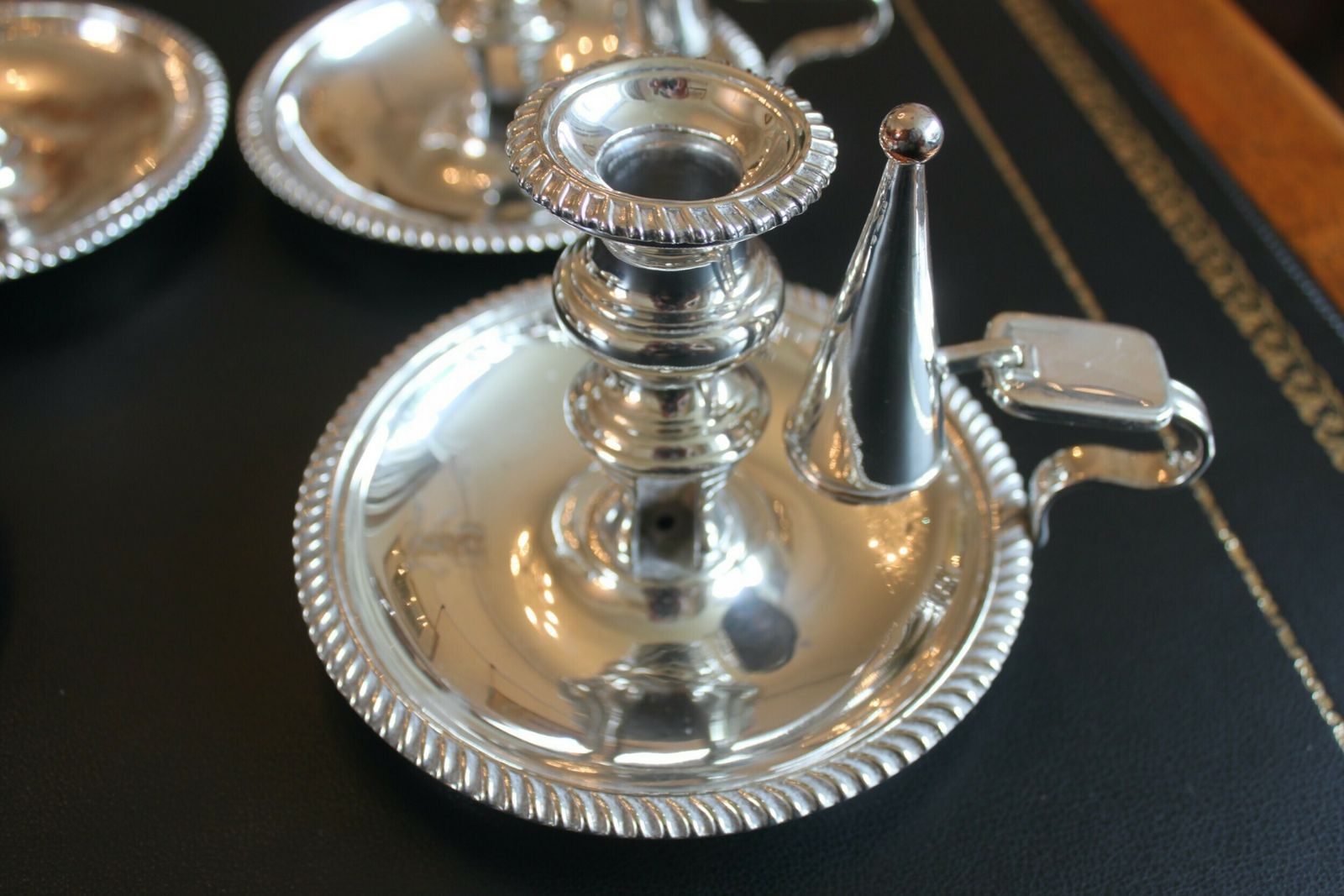 A Rare Set Of Four Early 19th Century Silver Plated Chamber Sticks photo 661.05