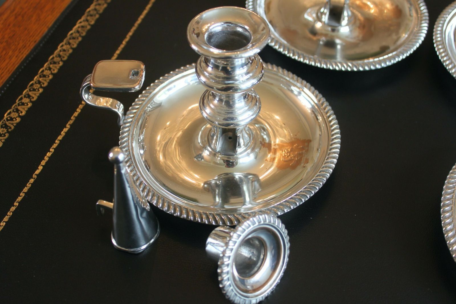 photo furniture A Rare Set Of Four Early 19th Century Silver Plated Chamber Sticks