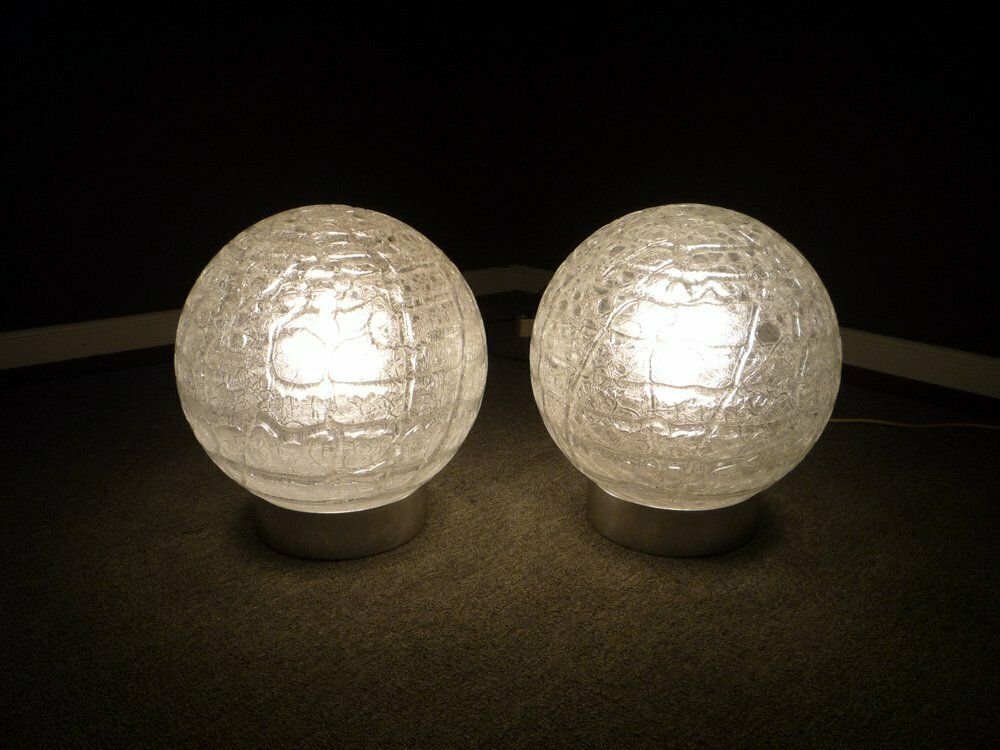 Ice Glass & Chrome Space Age Floor Lamps From Doria, 1960s, Set Of 2 photo for sale