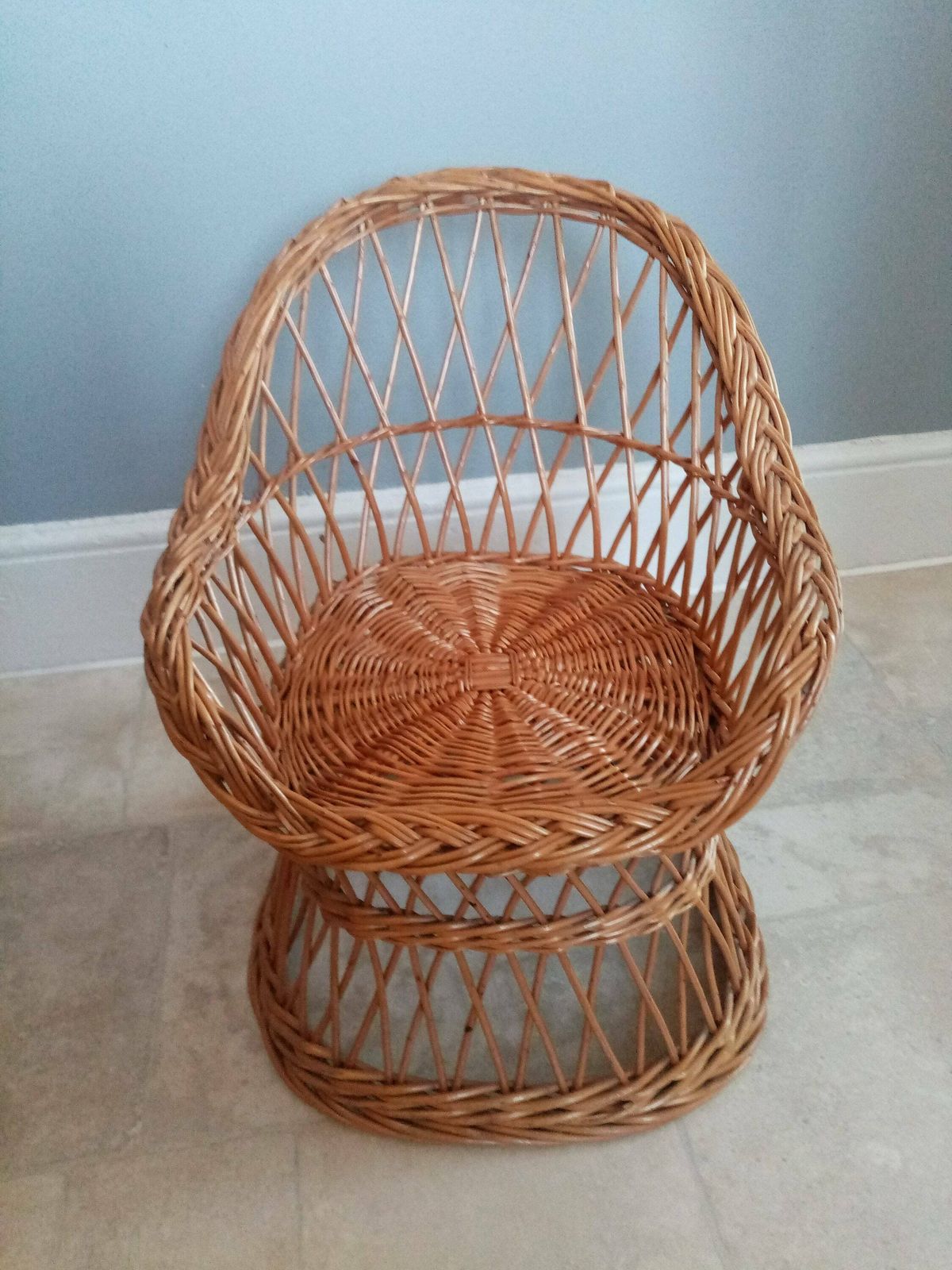 60s/70's Childs Bamboo Wicker Seat/ Chair / Indoor Wicker Planter /Rattan Plant Stand /Wicker Dolls Chair /Photo Prop photo 125.0