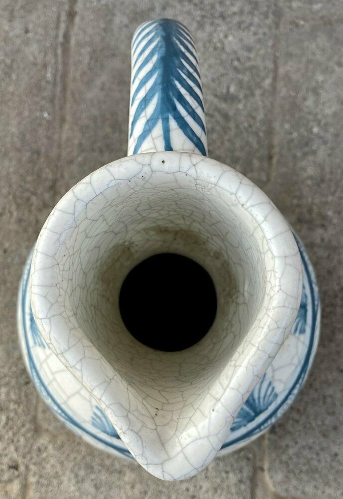 Mid Century Vase In White And Blue Ceramic, 1970s photo 539.0