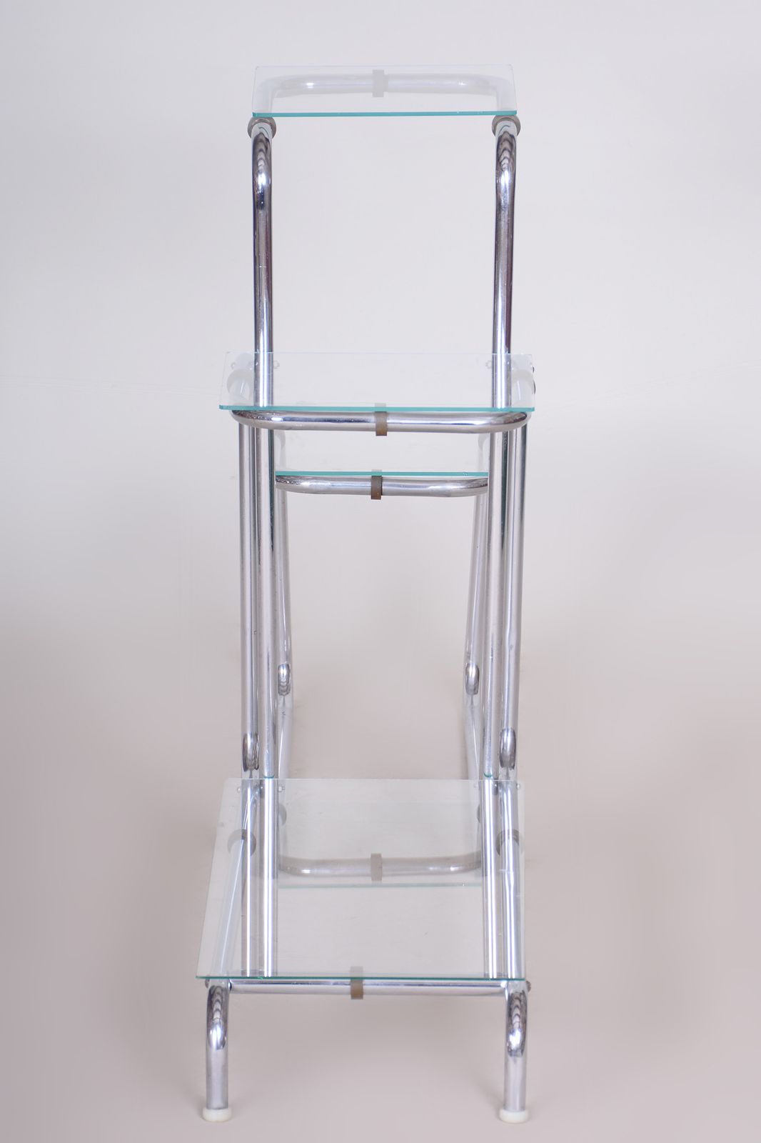 Unusual Bauhaus Style Chrome étagère, Flower Stand, Perfect Original Condition, Glass, Czechia, 1930s photo buy