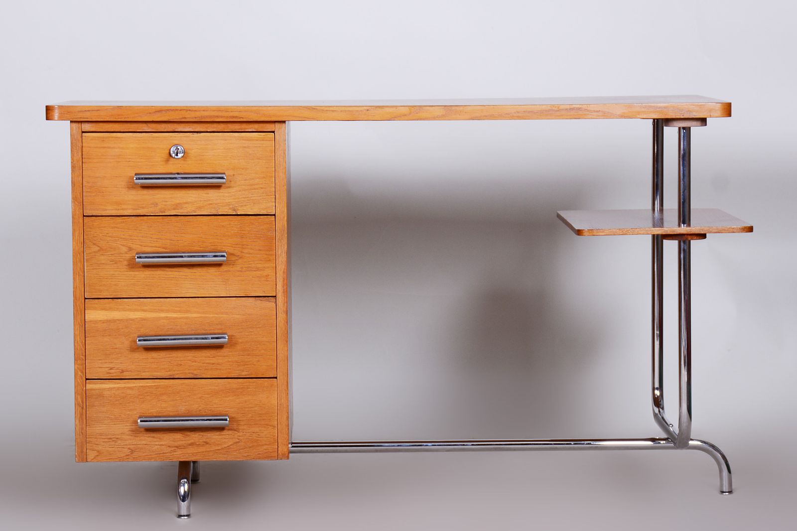 Restored Bauhaus Oak Writing Desk, Jindrich Halabala, Up Zavody, 1930s, Czechia photo Furniture