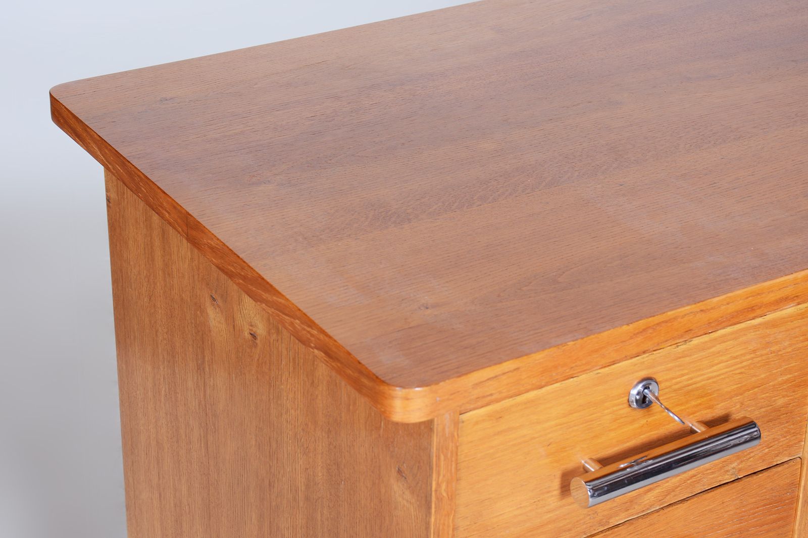 photo furniture Restored Bauhaus Oak Writing Desk, Jindrich Halabala, Up Zavody, 1930s, Czechia