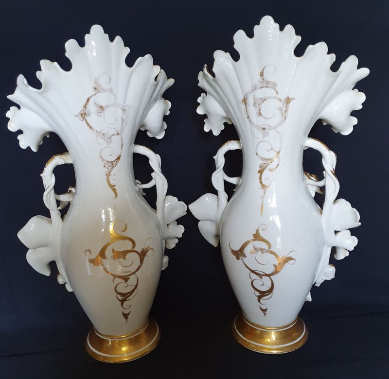 Pair Of Large Ornamental Vases In Paris Porcelain Xixth   60cm photo buy