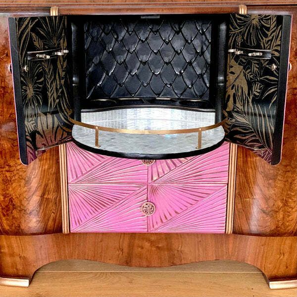photo furniture Mid Century Modern Jacob Summer’s & Sons Cocktail Cabinet With Mother Of Pearl