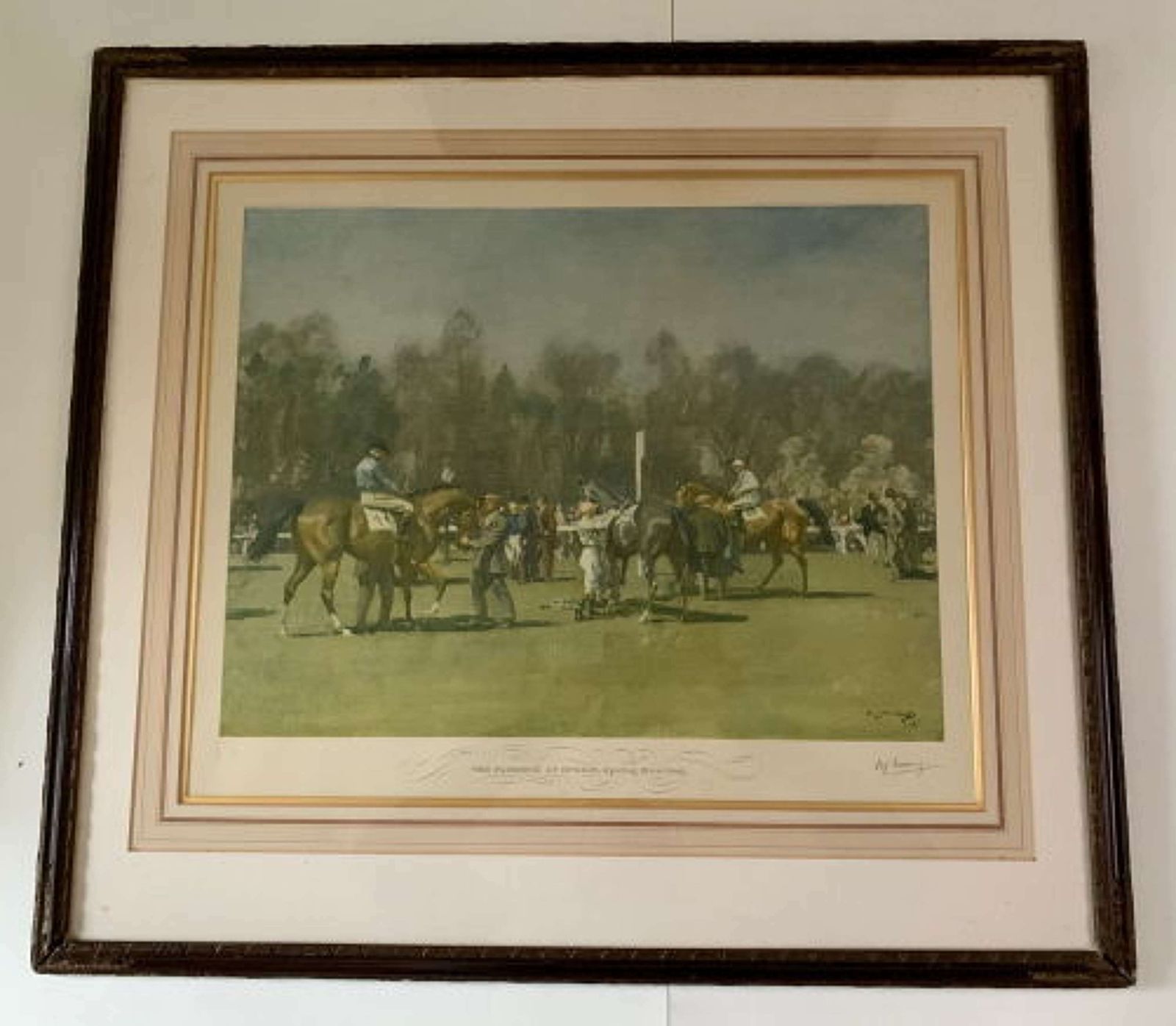 Sir Alfred Munnings, "The Paddock Epsom At The Spring Meeting", 1953, Artists Proof, Signed