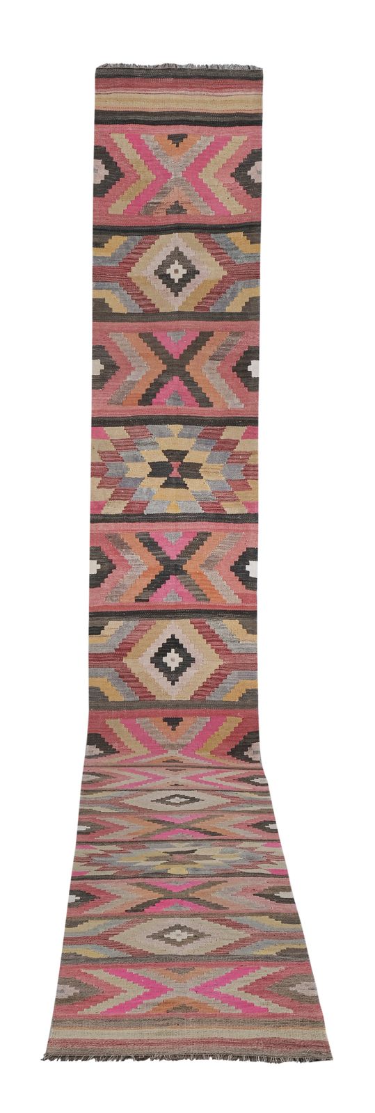 Tribal Flat Woven Turkish Striped Kilim Runner 2'6'' X 20'6''