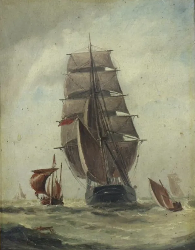 English School, Late C19th, Sailing Vessels In Rough Seas, Oil On Board photo furniture