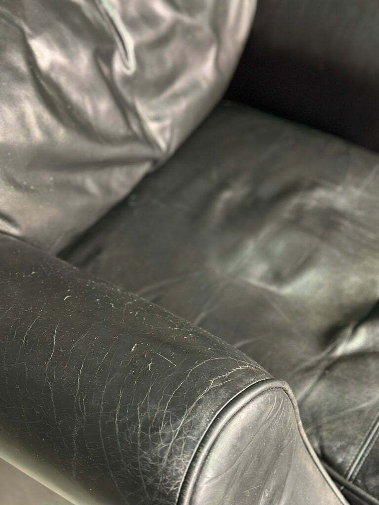 Black Leather Danish Armchair C.1980’s photo buy