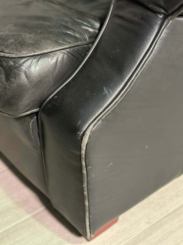Furniture Black Leather Danish Armchair C.1980’s photo