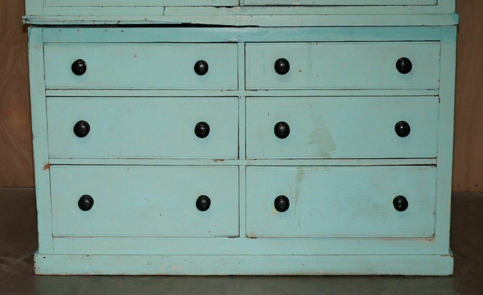 Antique Victorian Circa 1860 Pine Housekeepers Cupboard Linen Original Paint photo Furniture