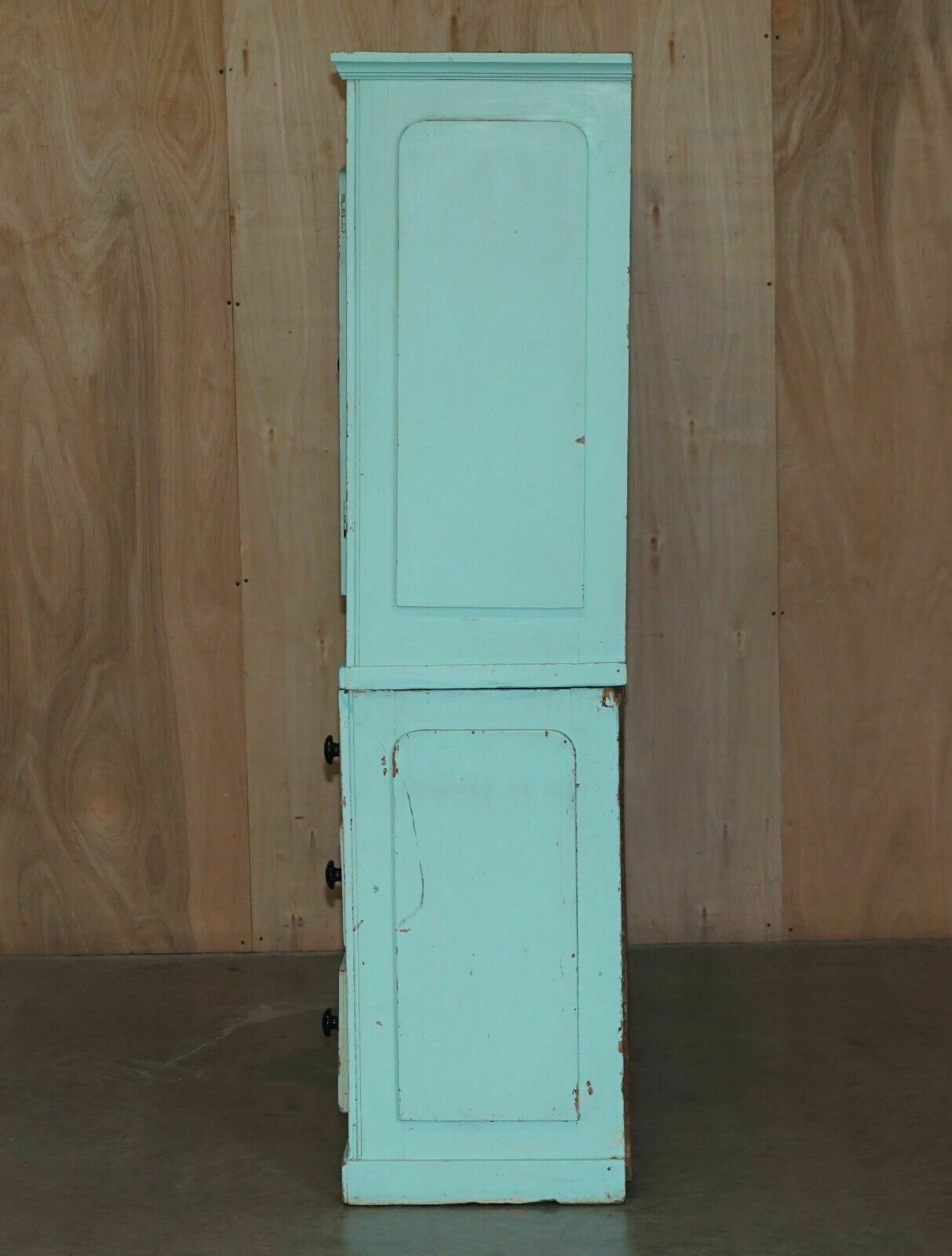 Furniture Antique Victorian Circa 1860 Pine Housekeepers Cupboard Linen Original Paint photo