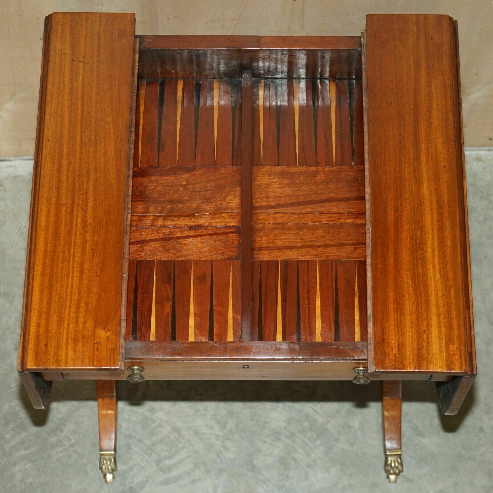 Furniture Fully Restored Extending Antique Regency Sofa Table Inc Chess Board & Backgammon photo
