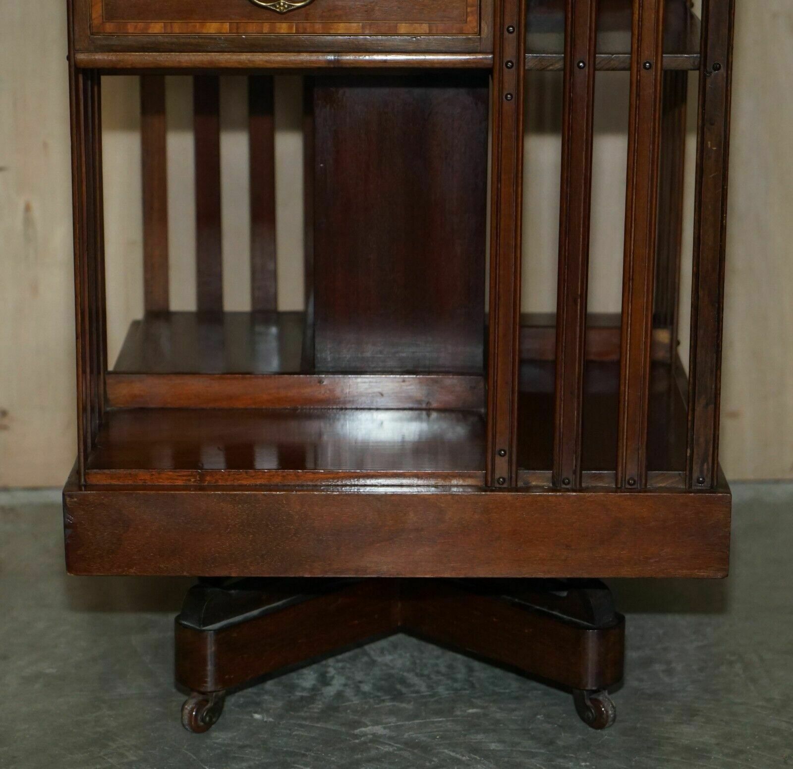 Fully Restored Antique Victorian Walnut Revolving Bookcase Book Table Drawers photo 2950.0