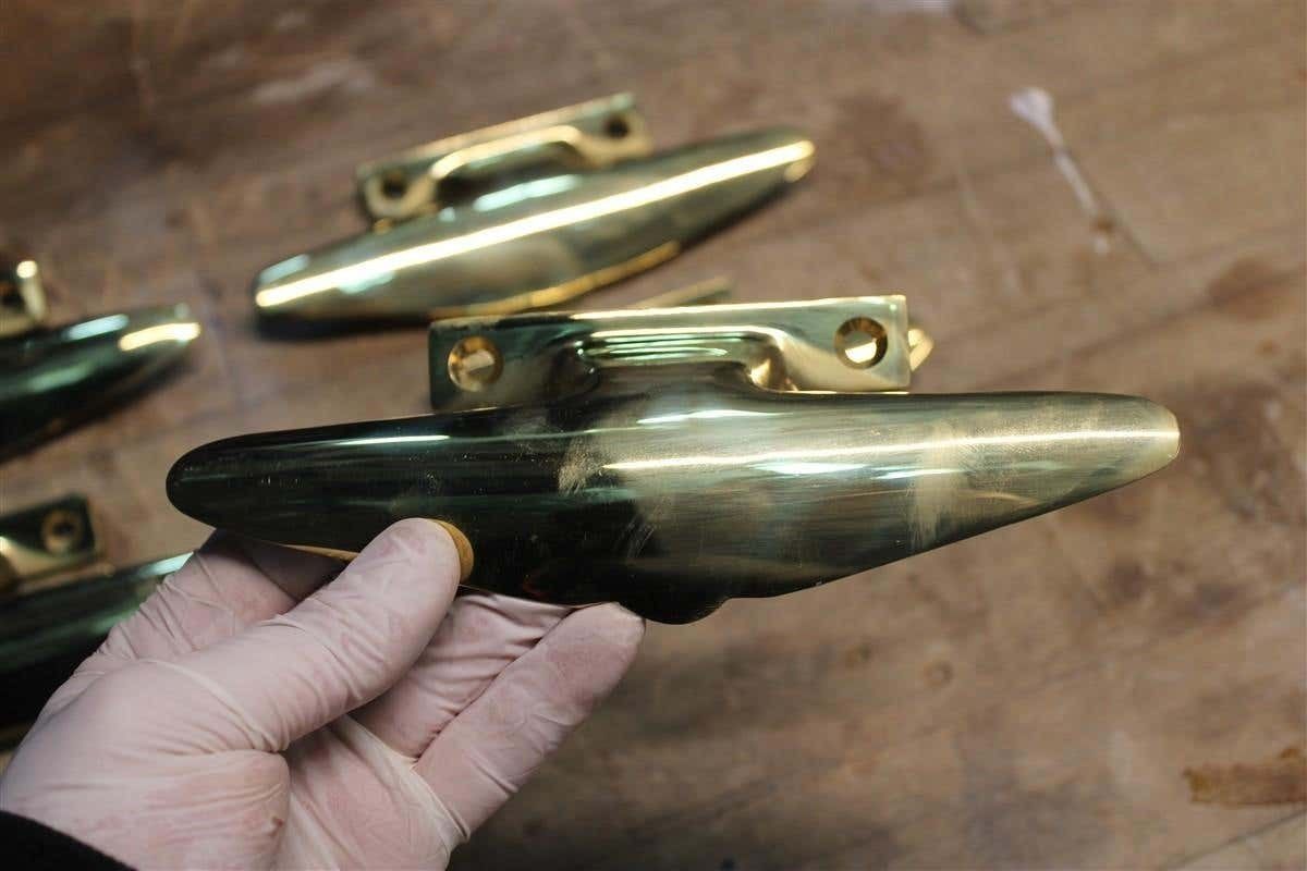 Mid Century Pair Of Italian 1950s Handles Solid Brass Gold Airplane Tail Italy photo buy