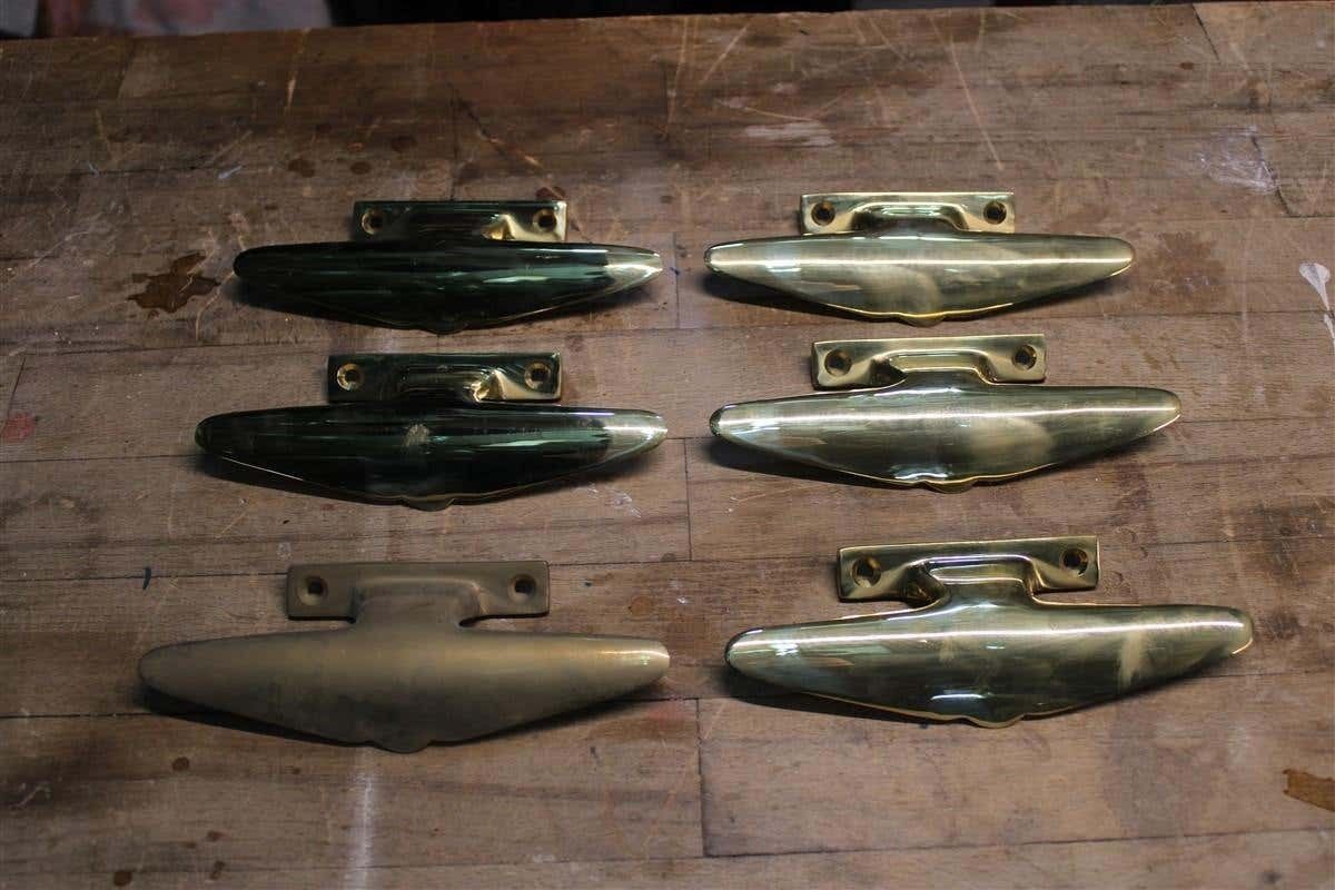 photo buy Mid Century Pair Of Italian 1950s Handles Solid Brass Gold Airplane Tail Italy