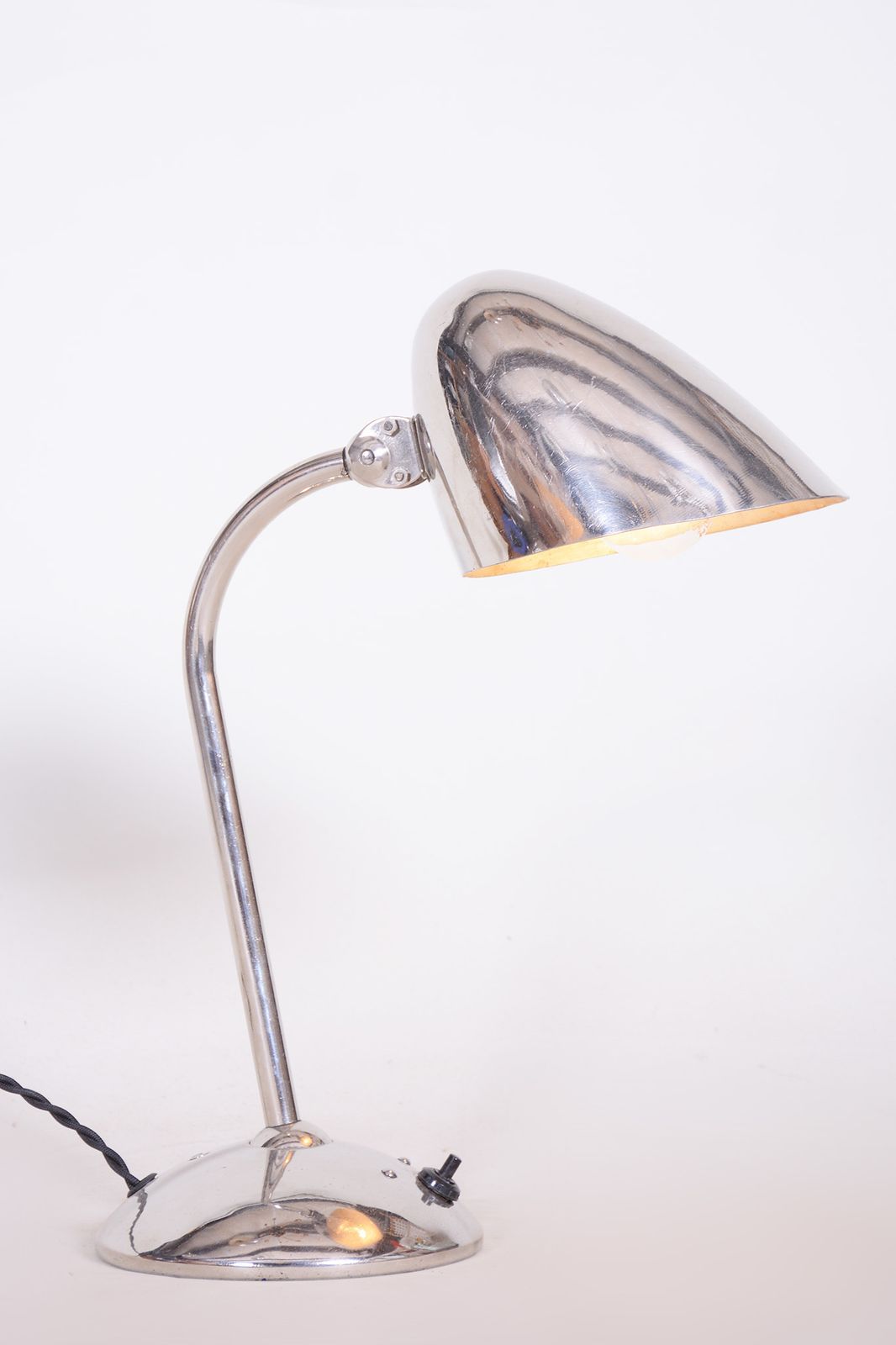 Pair Of Art Deco Table Lamps, Designed By Franta Anyz, Napako, Chrome Plated Steel,  Aluminium, Czechia, 1930s photo furniture