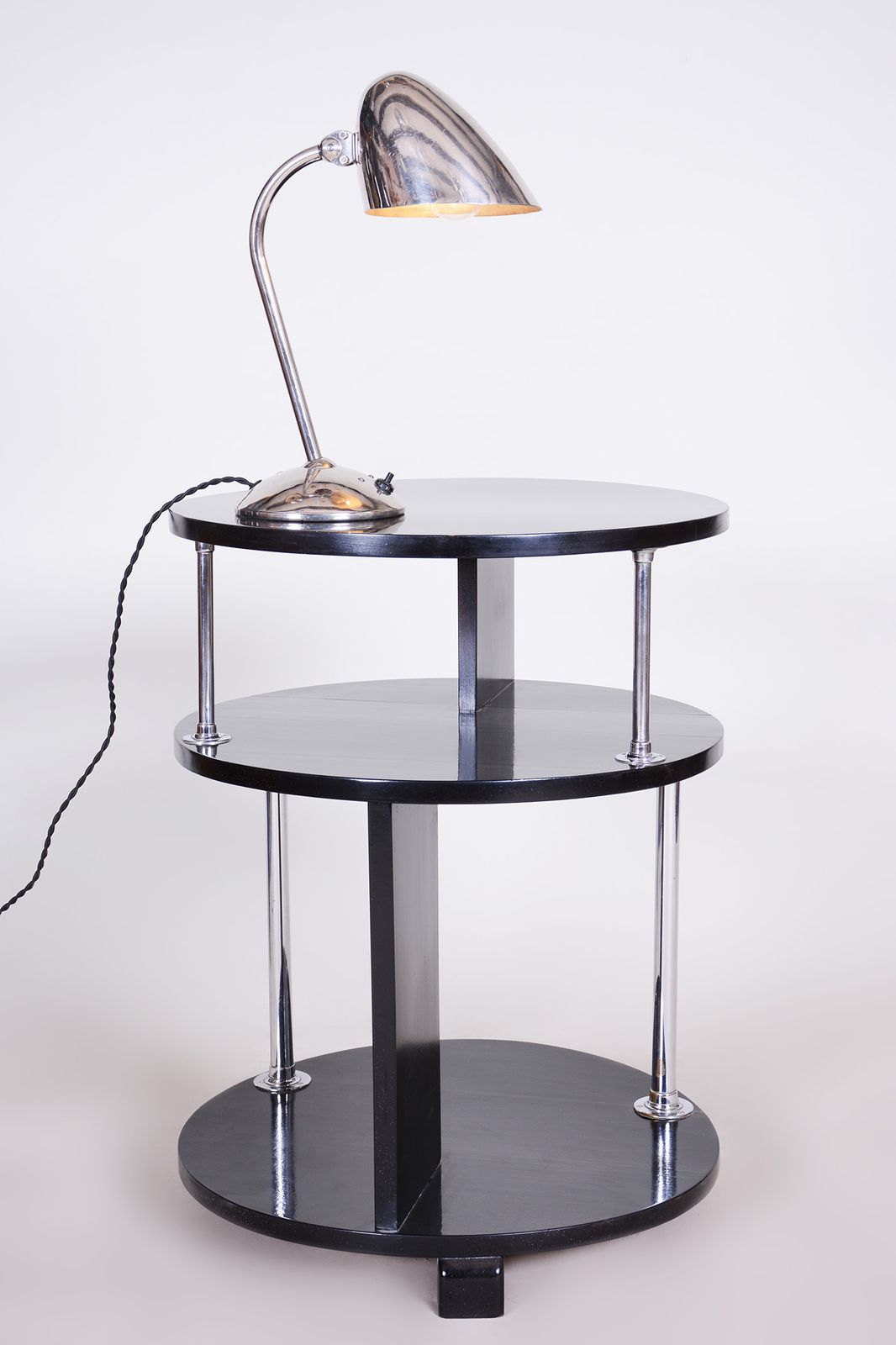 1150.0 Pair Of Art Deco Table Lamps, Designed By Franta Anyz, Napako, Chrome Plated Steel,  Aluminium, Czechia, 1930s photo