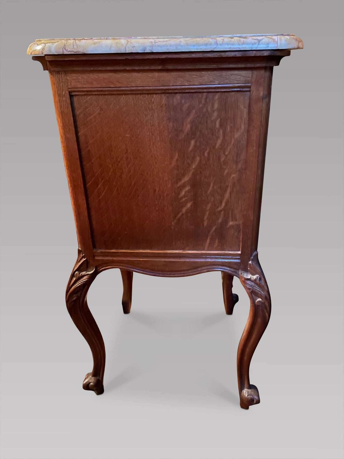 Pair Of French Louis XV Style Oak Bedside Cabinets With Breccia Marble Tops photo Furniture