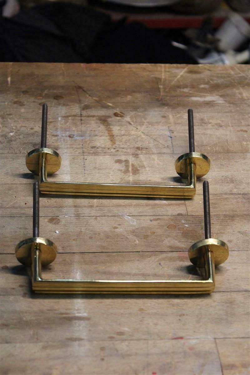 1058.0 Mid Century Italian Handles In Solid Brass Rational Minimal Design Gold photo
