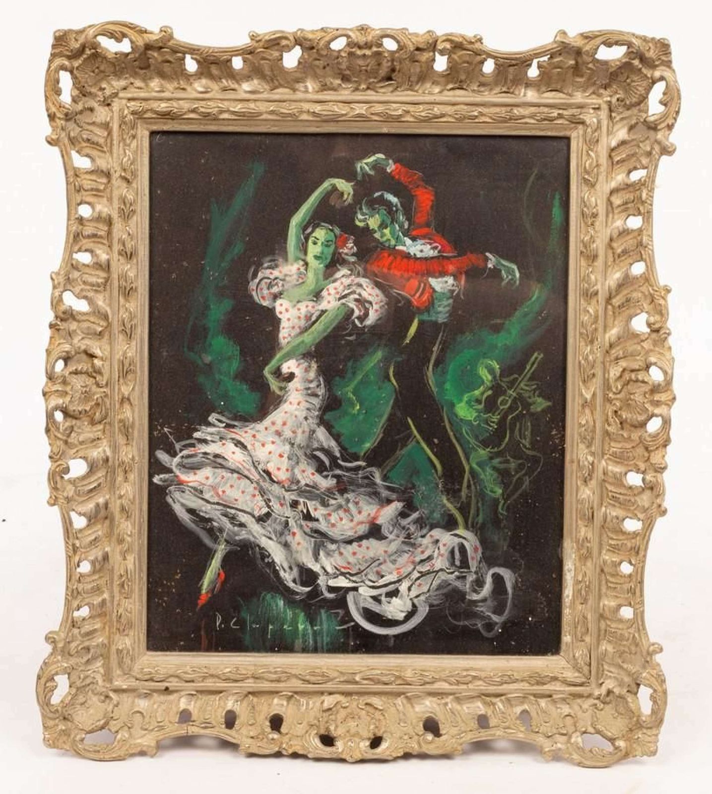 Pere Clapera Argelaguer, "Flamenco Dancers", Oil On Board