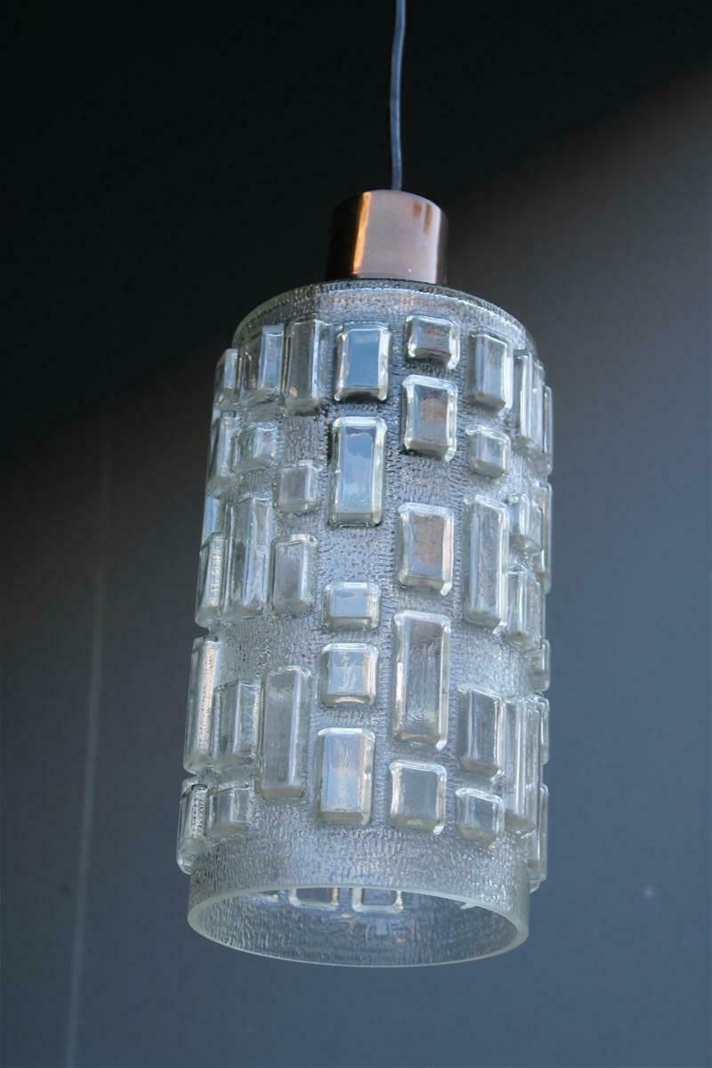 Glass Cylinder Chandelier With Geometric Decorations, 1960s Italy photo Lighting