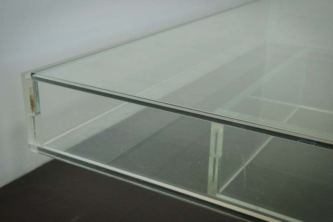 1696.0 Grote Modernistische Salontafel Van Glas En Perspex, Jaren 1970. photo