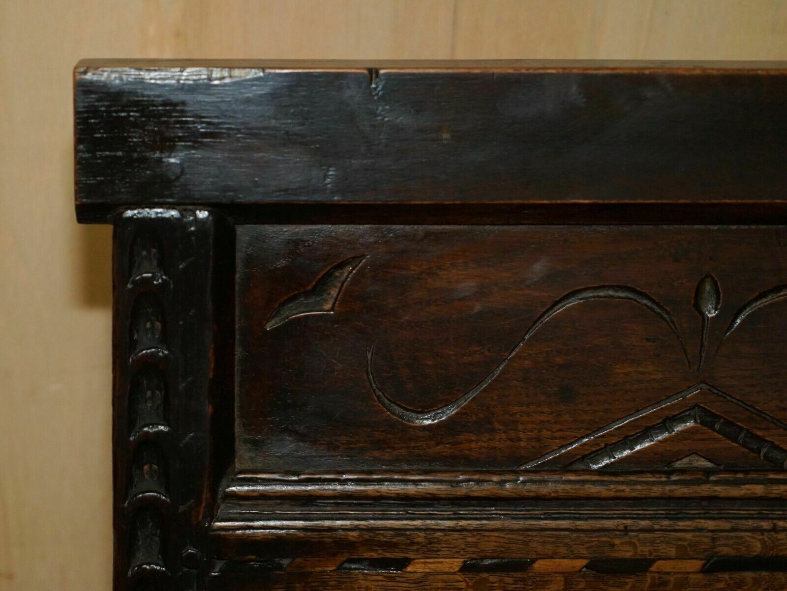 Antique 17th Century Jacobean Hand Carved English Oak Armchair Tudor Panelling photo 3850.0