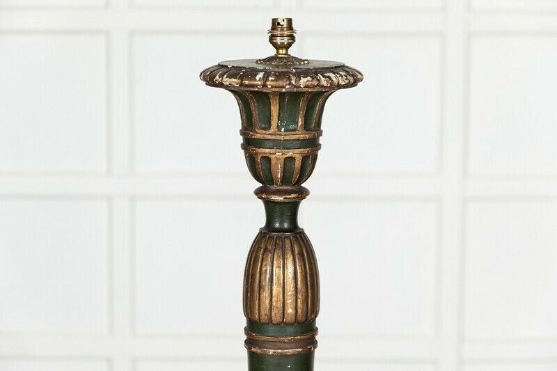 19thc French Gilt & Green Painted Floor Lamp photo furniture
