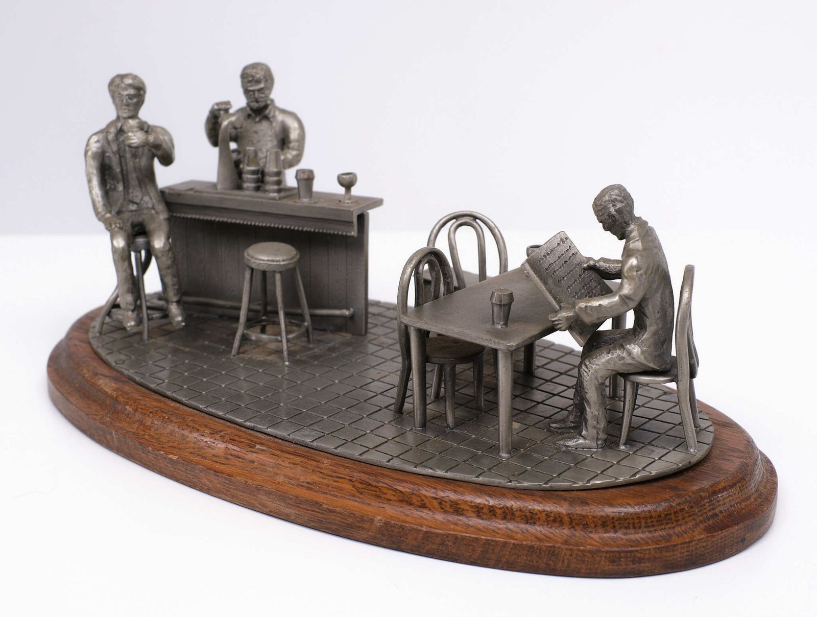 Vintage Tin Etain Zinn Pewter, Bar Scene, 1970s photo 818.4