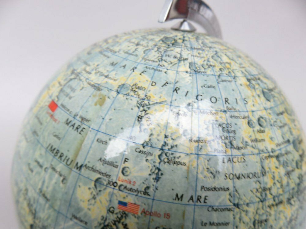 photo for sale Earth & Moon Globes From Columbus Publishing House, 1960s, Set Of 2