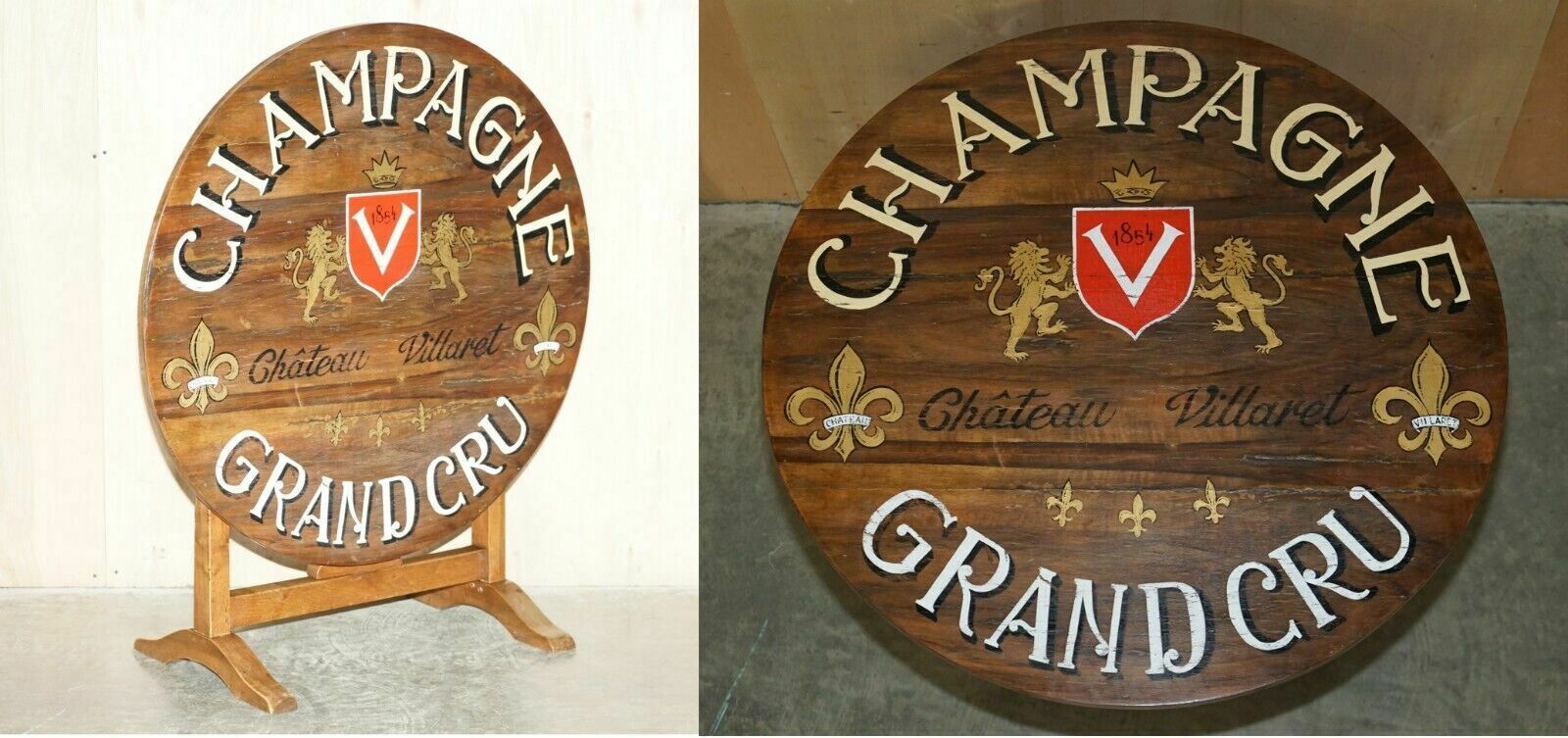 Antique 1854 French Vendange Champagne Wine Tasting Table Armorial Coat Of Arms