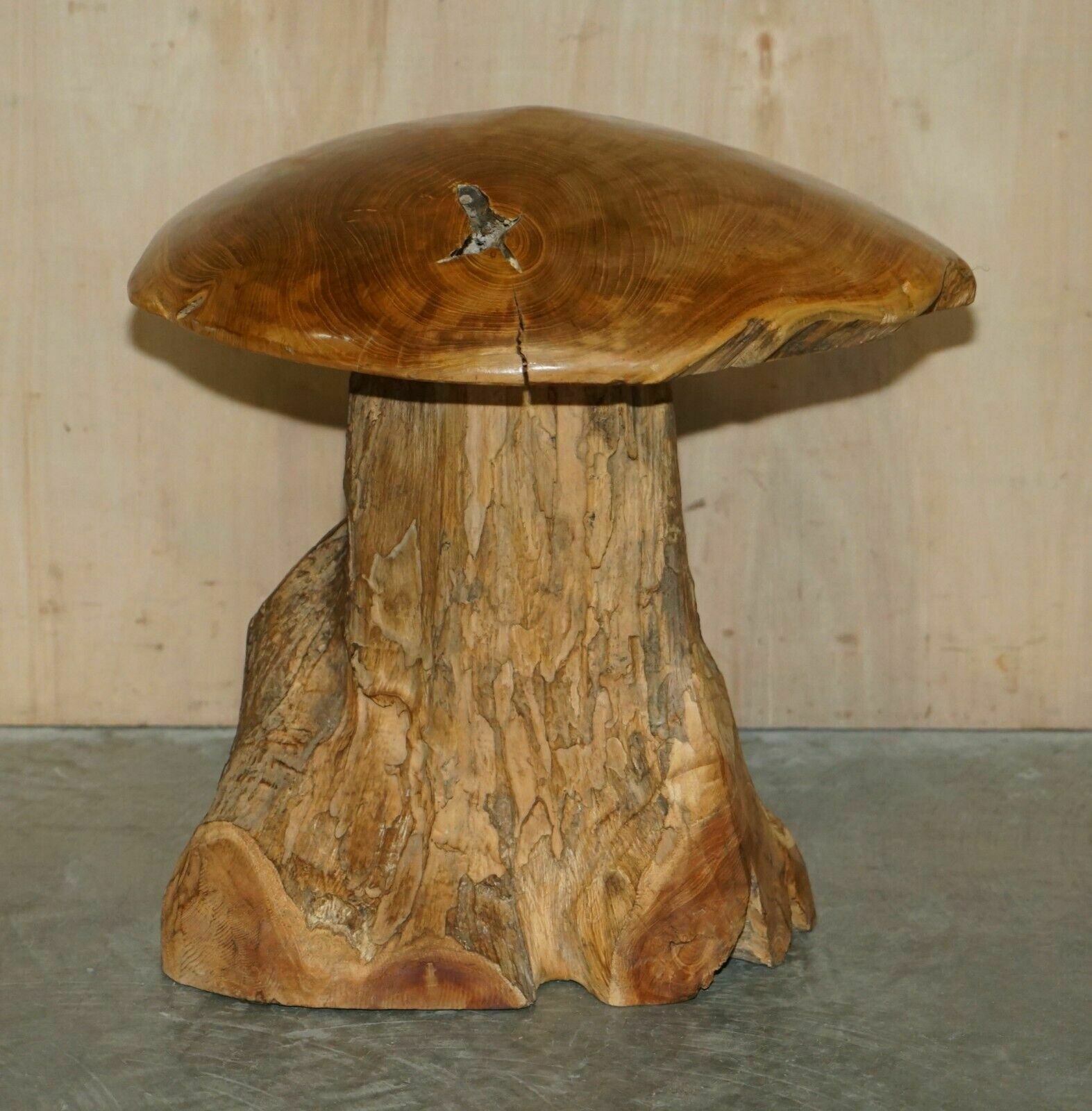 photo vinterior Decorative Pair Of Natural Rootwood Mushroom Shaped Stools Or Tall Footstools