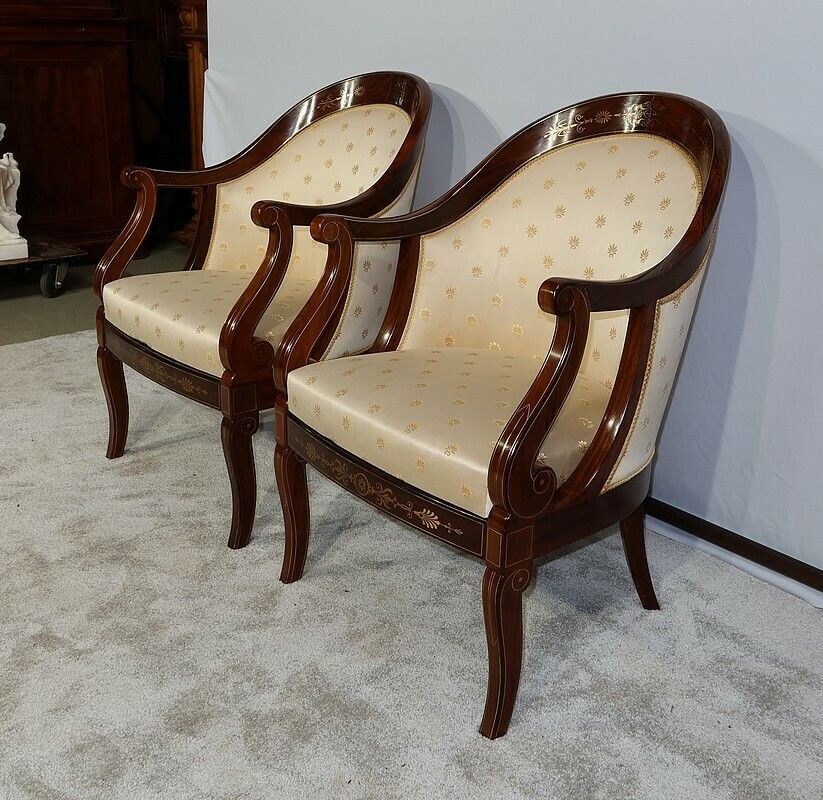 Pair Of Bergeres In Rosewood, Charles X Period, Early 19th Century photo furniture