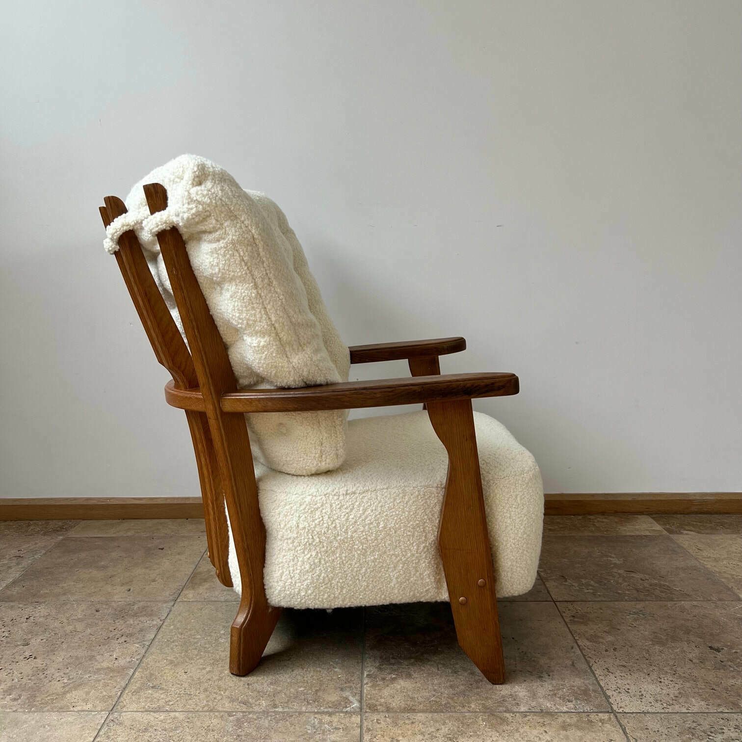Guillerme Et Chambron Mid Century French Oak Armchair photo buy