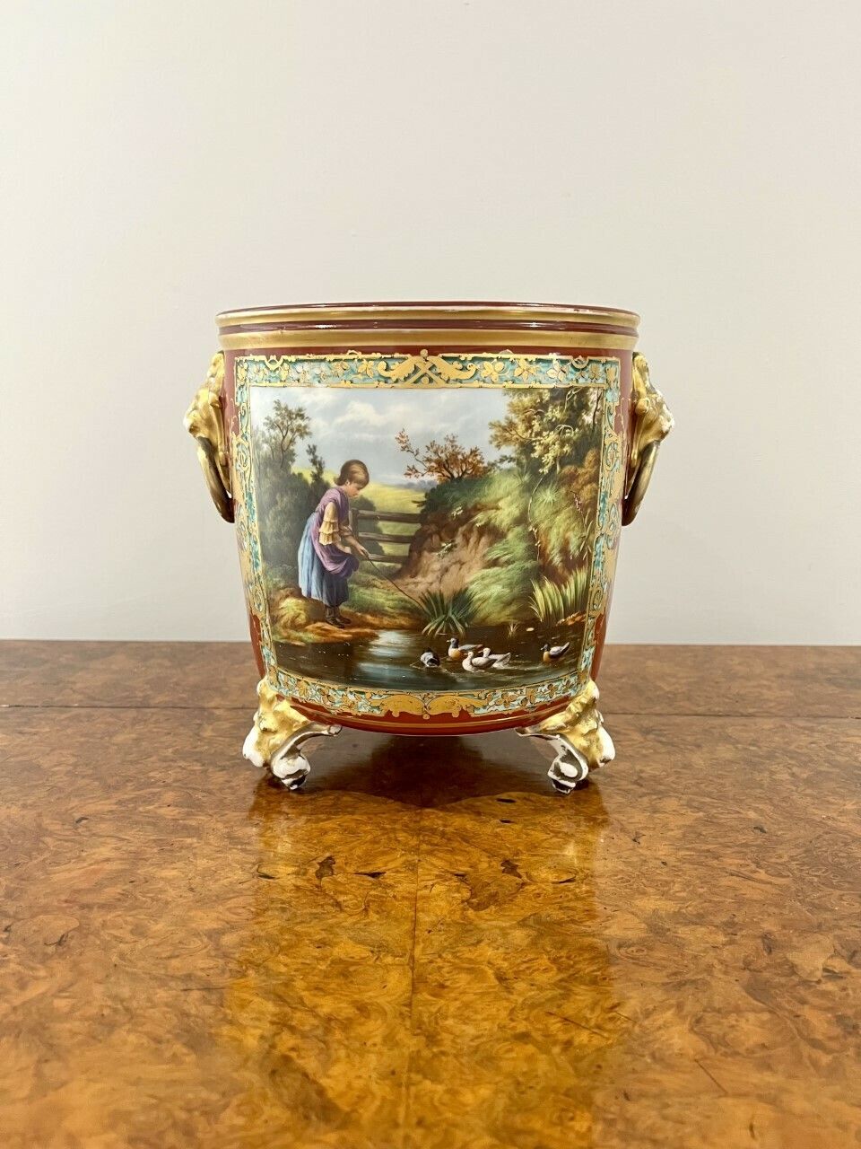 Superb Quality French Victorian Hand Painted Porcelain Jardiniere photo 725.0