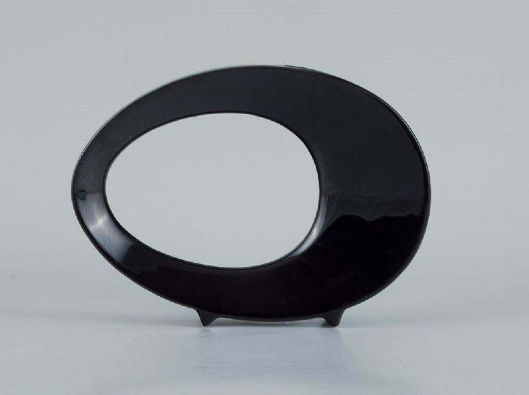 European Studio Ceramicist. Unique Vase In Black Glaze. Approx. 1970s photo buy