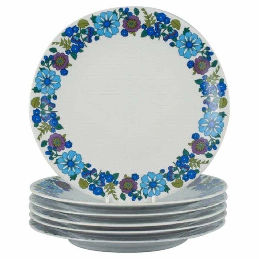 Pmr, Bavaria, Jaeger & Co Germany. A Set Of Six Retro Dinner Plates In Porcelain photo Home Decor