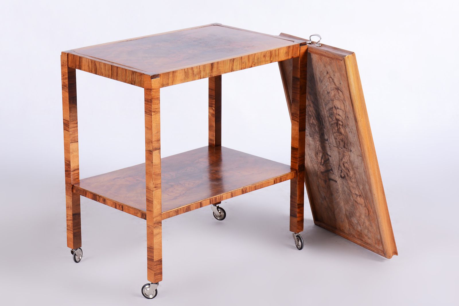 photo buy Restored Art Deco Walnut Trolley, New Polish, Czechia, 1930s
