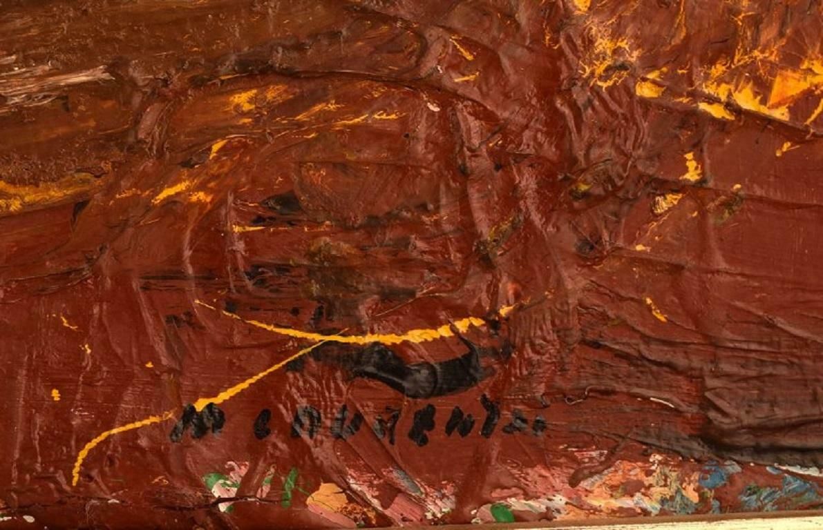 Unknown French Artist Oil On Canvas Abstract Composition Mid 20th Century photo vinterior