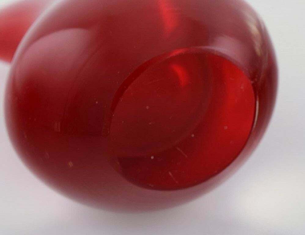 Murano Vase In Red And Clear Mouth Blown Art Glass. Italian Design, 1960s. photo Home Decor