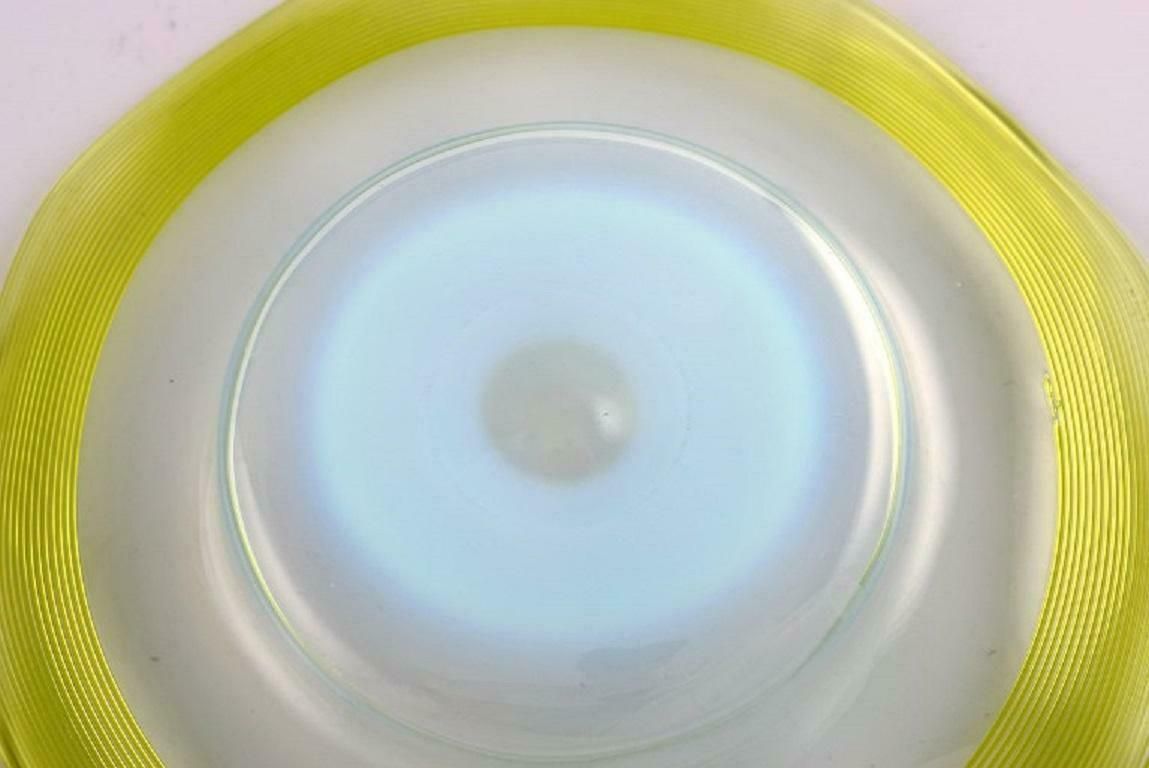Scandinavian Glass Artist. Plate And Two Bowls In Mouth Blown Art Glass. photo vinterior