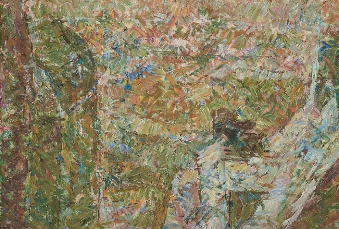 Simone De Dardel, A Listed Swedish Artist. Exterior With The Person. Oil /Canvas photo furniture