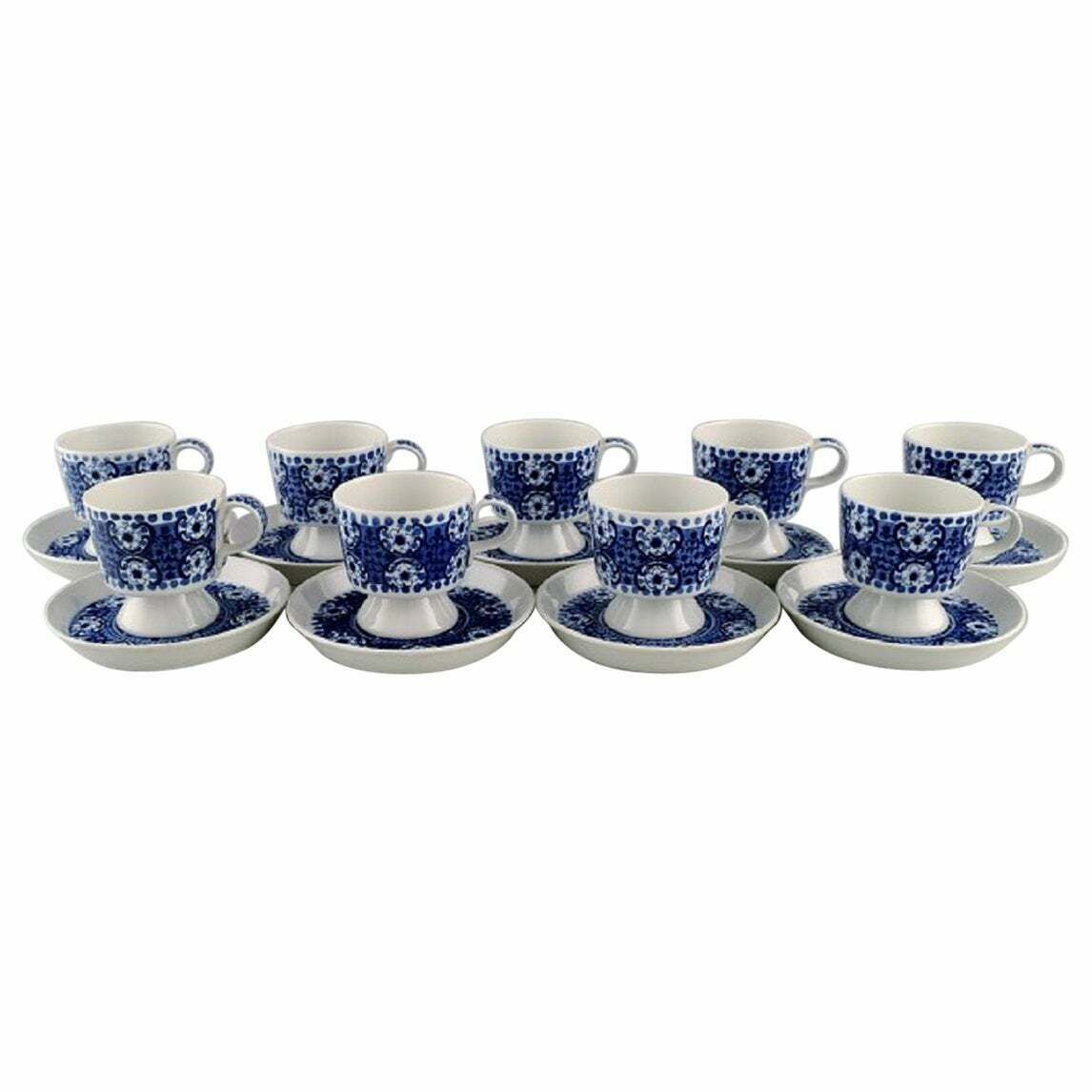 Raija Uosikkinen For Arabia, 9 Ali Porcelain Coffee Cups With Saucers photo 512.0