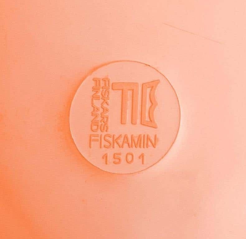 Fiskars, Finland, "Fiskamin", 5 Retro Plates In Orange And Brown Melamine photo vintage